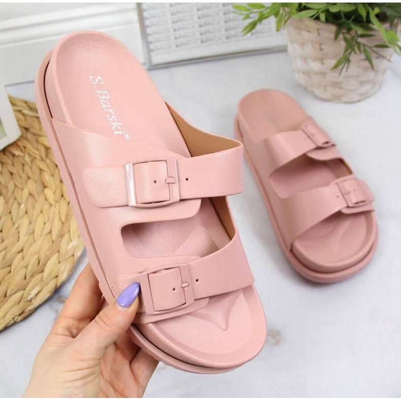 Gummitofflor Med Spännen Ljusrosa S. Barski 1