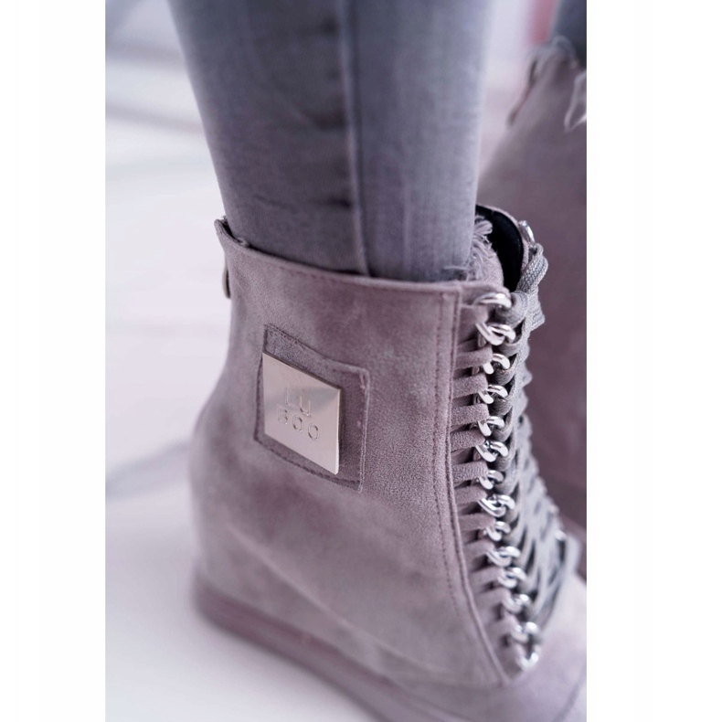 Dam Sneakers Lu Boo med kedjor mocka grå Monica 3