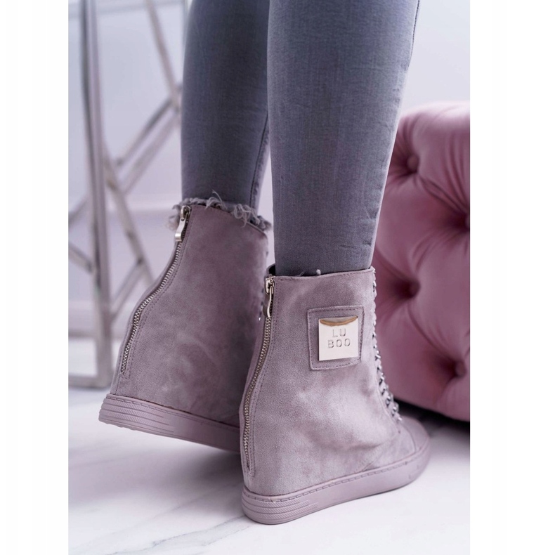 Dam Sneakers Lu Boo med kedjor mocka grå Monica 4