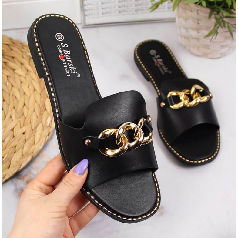 Svarta tofflor med kedja W S. Barski 1