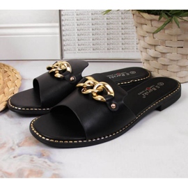 Svarta tofflor med kedja W S. Barski 2