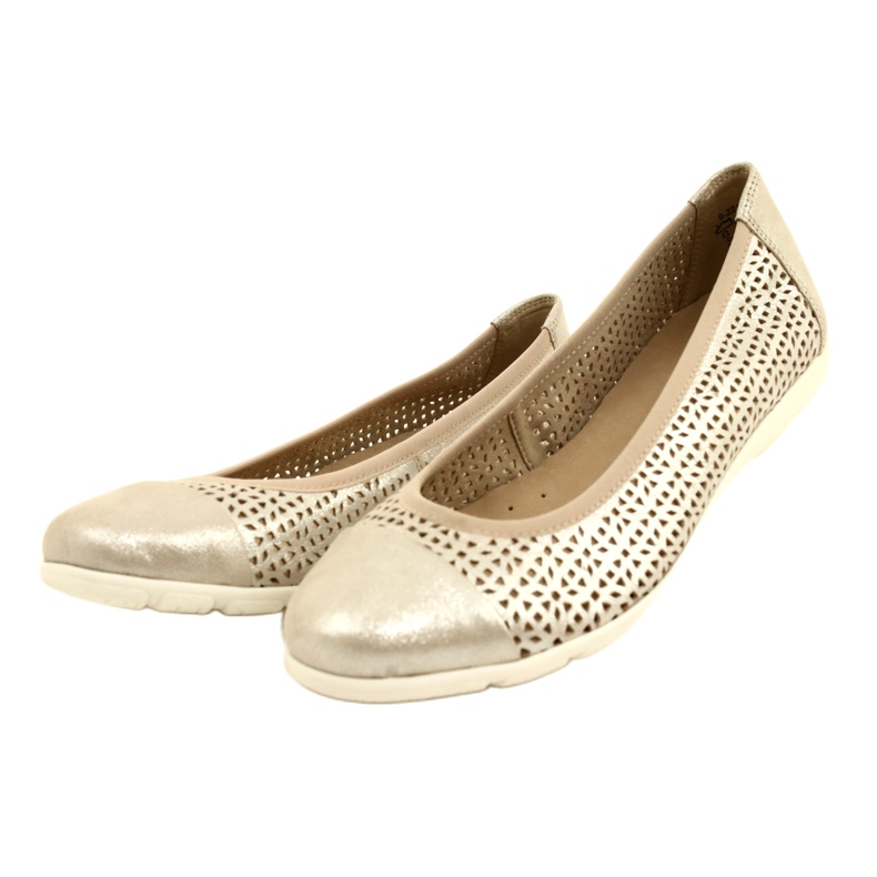 Caprice genombrutna ballerinor för kvinnor 22151-28 354 Beige - metallic 5