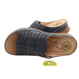 Kvinnors flip-flops med en OpenWork Evento 22SD98-4536 Navy Blue Mönster blå 4