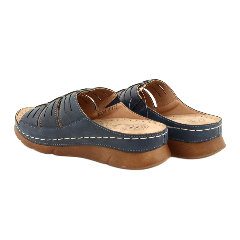 Kvinnors flip-flops med en OpenWork Evento 22SD98-4536 Navy Blue Mönster blå 5