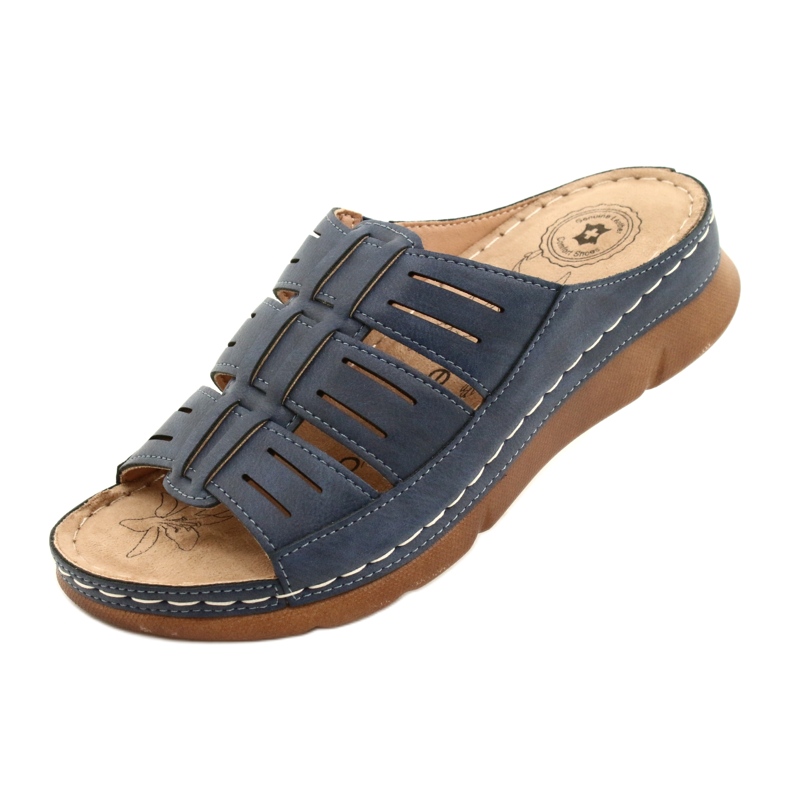 Kvinnors flip-flops med en OpenWork Evento 22SD98-4536 Navy Blue Mönster blå 3