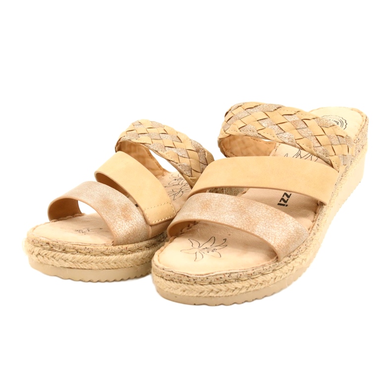 Kvinnors flip flops med en kilflätan Jezzi 22sd98-4566 Beige 2