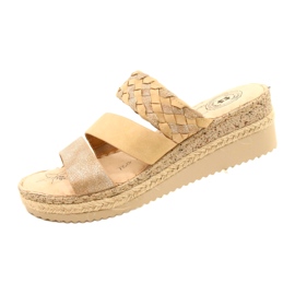 Kvinnors flip flops med en kilflätan Jezzi 22sd98-4566 Beige 3