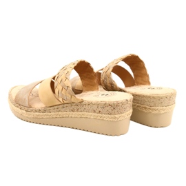 Kvinnors flip flops med en kilflätan Jezzi 22sd98-4566 Beige 5