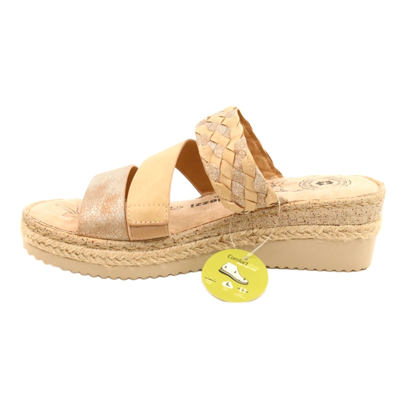 Kvinnors flip flops med en kilflätan Jezzi 22sd98-4566 Beige 1