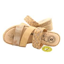 Kvinnors flip flops med en kilflätan Jezzi 22sd98-4566 Beige 4