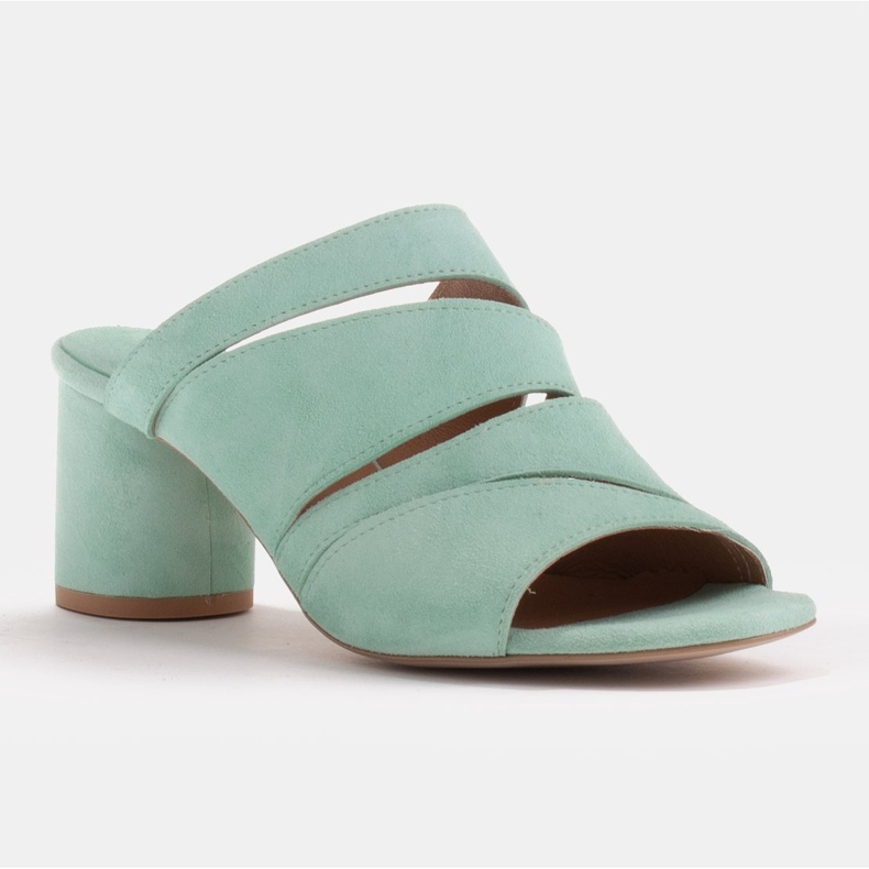 Marco Shoes Kvinnor läder tofflor, snitt ränder grön 1