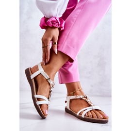 Slip-on sandaler för kvinnor med vit Salinna dekoration 1