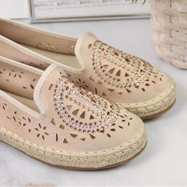 Genombrutna espadrillor med cubic zirconias i beige W S. Barski 2