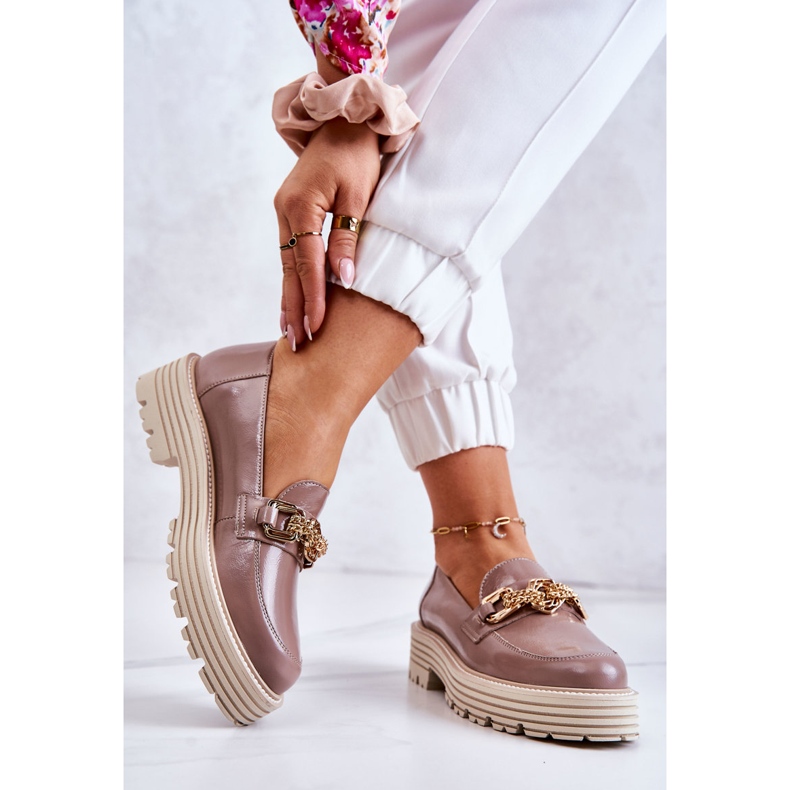 Dam Brogues Skor Gyllene Läder Dekoration Laura Messi 2383 Mörk Beige 2