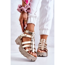 PS1 Lädersandaler med remsor Golden Minorite gyllene 1