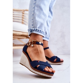 PS1 Marinblå Veenus-sandaler för kvinnor på kilklack 2