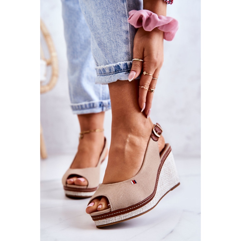 PS1 Bekväma damsandaler med spänne Mörkbeige Thalas 1