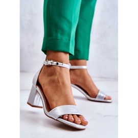 Vinceza Fashionabla damsandaler på en klack Silver Lucida silver- 2