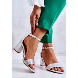 Vinceza Fashionabla damsandaler på en klack Silver Lucida silver- 1