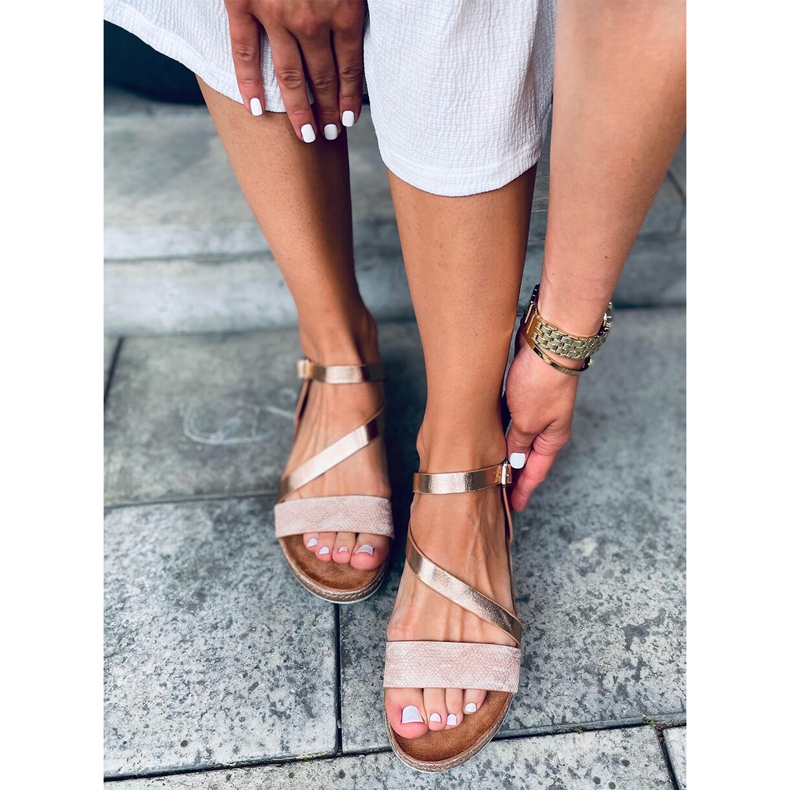 Guld espadrillos sandaler Katia Champagne rosa 1