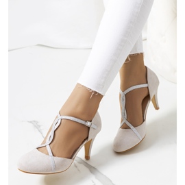 Grå pumps på en Luiken-klack silver- 1