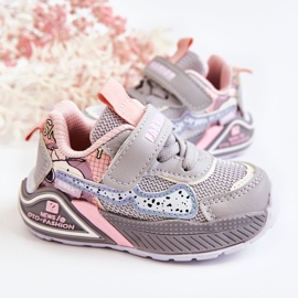 PJ2 Lätt sportskor för barn Grå Snoopy rosa 2