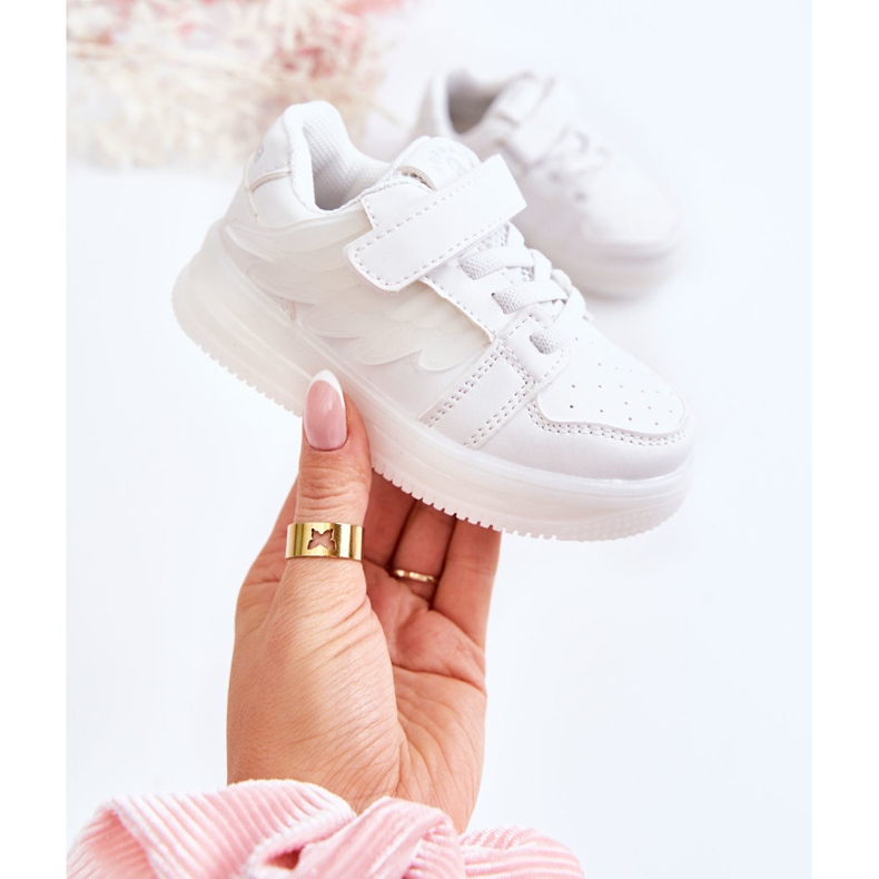 PA1 Sportskor i läder för barn med kardborreband Vit ängel 1