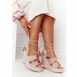 MSMG Tied Wedge Sandals Beige Mallorca 3