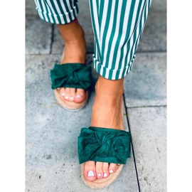 Espadrillor med Viola Green rosett grön 1