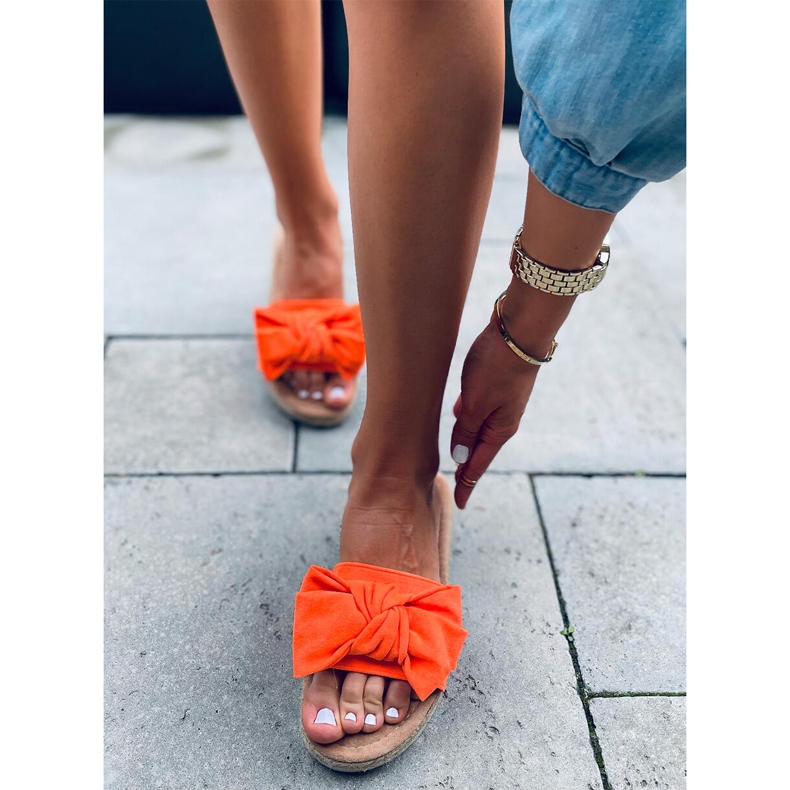 Espadrillor med Viola Orange rosett 1