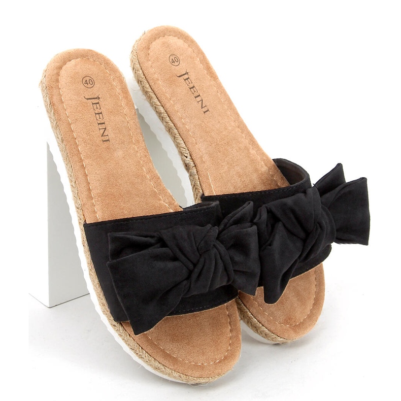 Espadrillos med Viola Black rosett svart 2