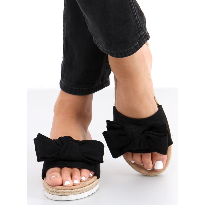 Espadrillos med Viola Black rosett svart 1