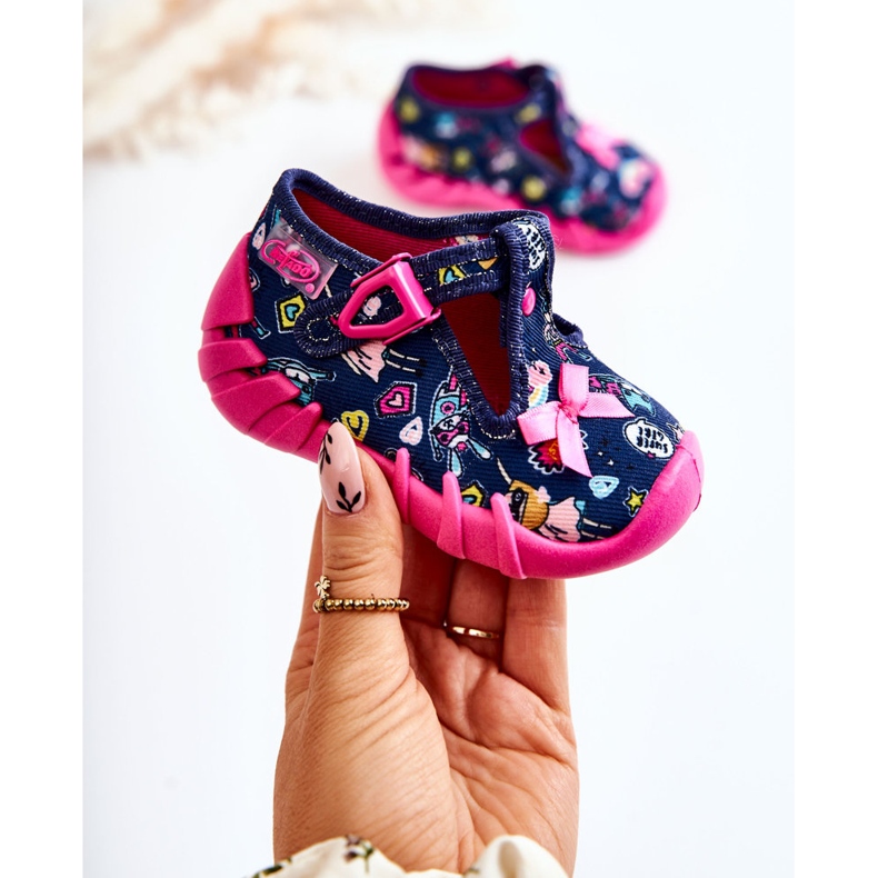 BEFADO S.A. Befado Supergirl Tofflor med rosett 110P456 Marinblå 1