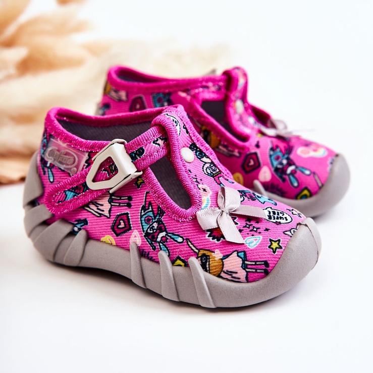 BEFADO S.A. Befado Supergirl Tofflor med rosett 110P457 Rosa-Grå 1