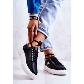 Vinceza Lädersportskor med svart Calerie-dekoration gyllene 2