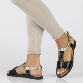 Filippo DS2099 / 22 Bk svarta sandaler gyllene 1