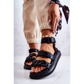 Lädersandaler med kedja La.Fi Black Alissia svart 1