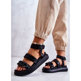 Lädersandaler med kedja La.Fi Black Alissia svart 2