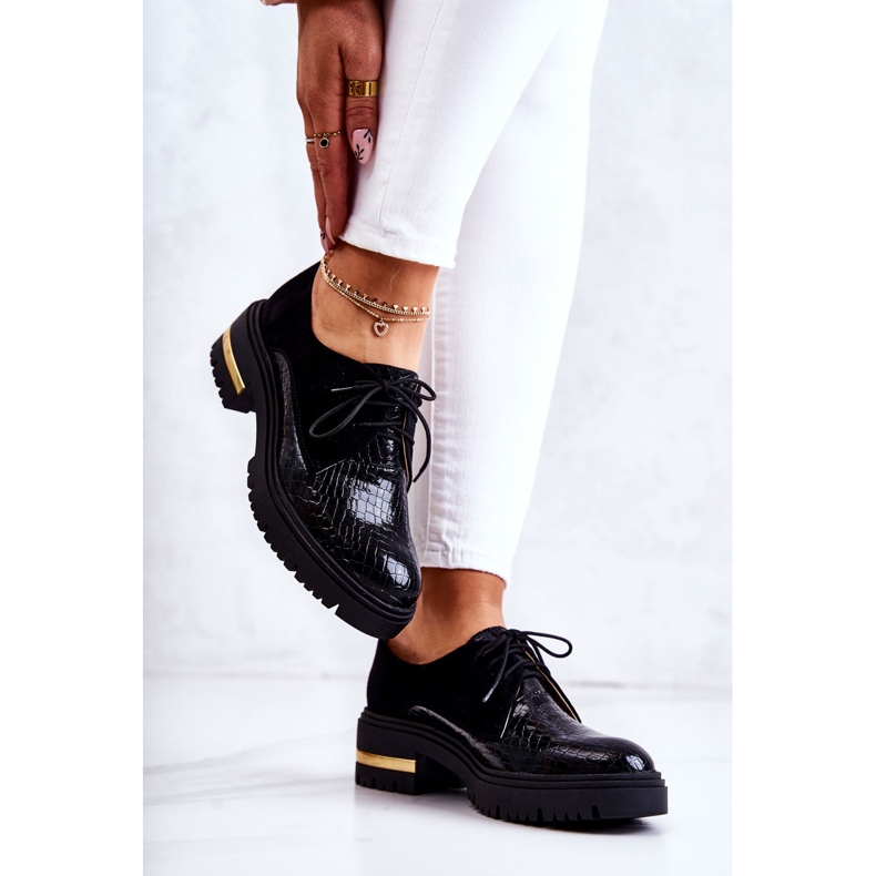 PA2 Kvinnors läderskor bundna svarta Merevin 2