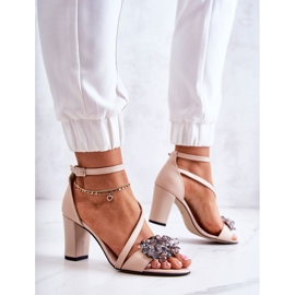 PA2 Lädersandaler för kvinnor på högklackat Beige Torine 2