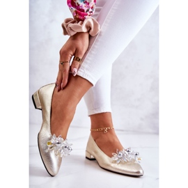 PA2 Läderballerinor med elegant gyllene Millany-dekoration 2
