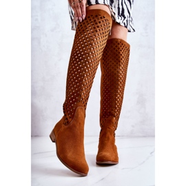 PA2 Röda Arinna Mockastövlar med genombrutna mönster brun 1
