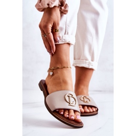 Lädertofflor dam Nicole 2735 Beige 1