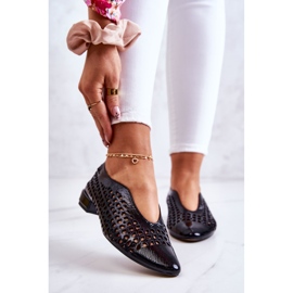 PA2 Elegant Lackat Läder Openwork Skor Ismena Svart 1