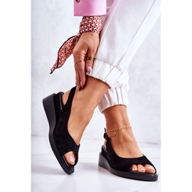 Vinceza Damsandaler med spänne i mocka, svart Camille 2