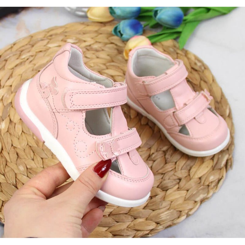 Kardborreskor genombrutna American Club Jr AM892B rosa 1