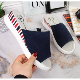 Skinntofflor på kilen Filippo W PAW359 marinblå 1