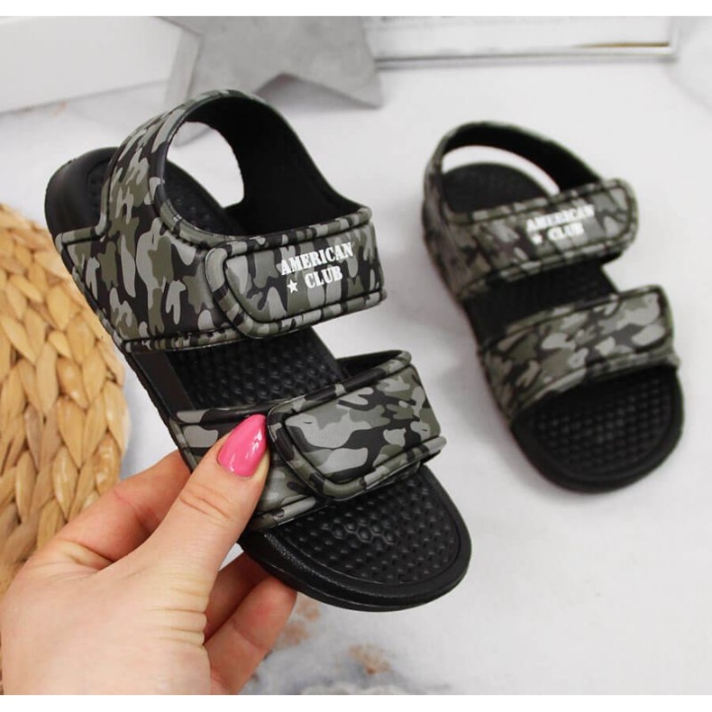 Kardborresandaler American Club Jr AM881A camo grön 1