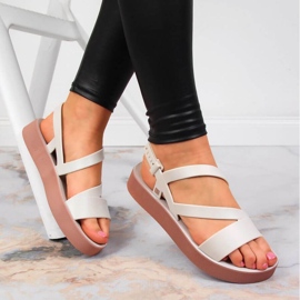 Isostar Zaxy W JJ285053 romerska sandaler i krämgummi beige ecru 2