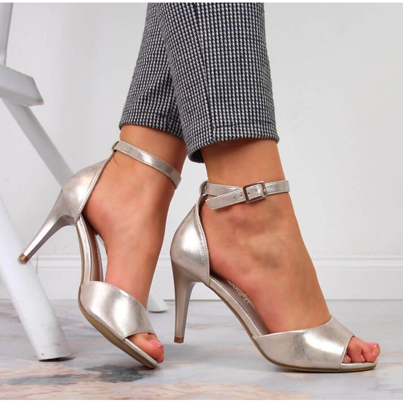 Sandaler på hög klack Sergio Leone W SK374A guld gyllene 2